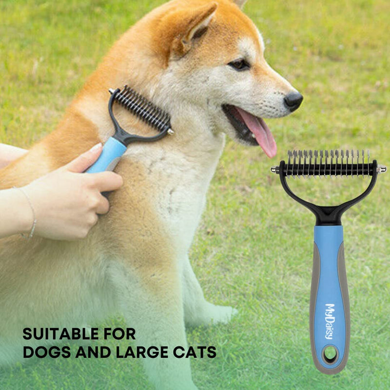 MYDAISY dog brush undercoat, dog brush long hair undercoat, cat brush long hair, dog comb, undercoat brush cat, dog brush, undercoat brush dogs, dog comb longhair L blue - PawsPlanet Australia