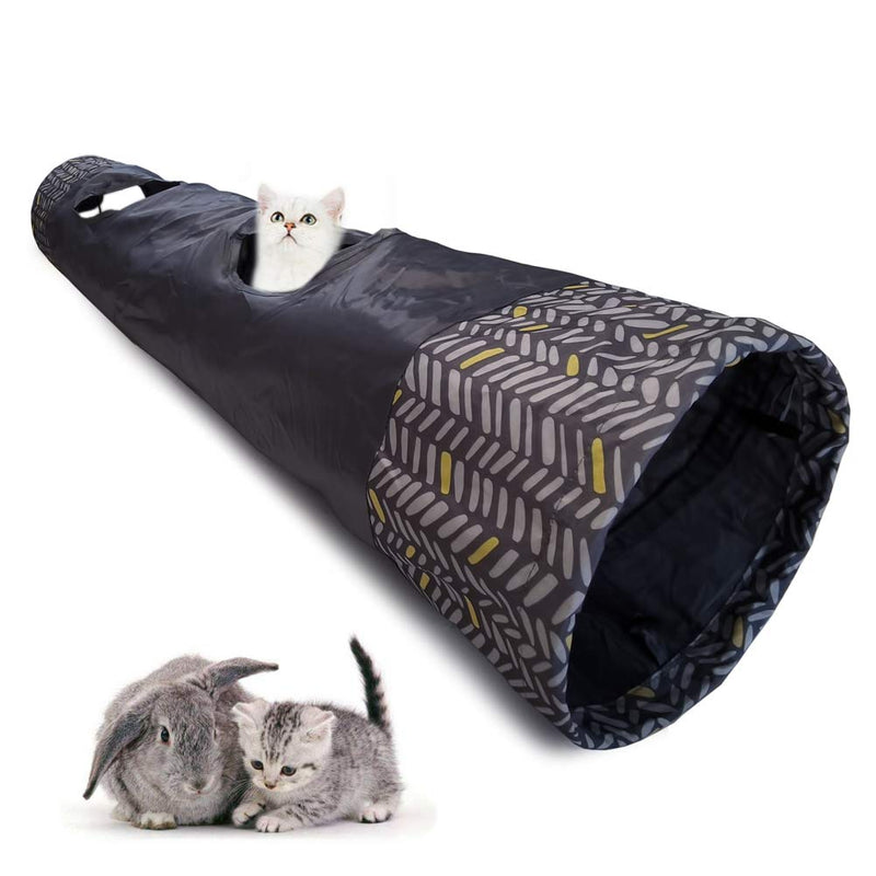 LeerKing Cat Rabbit Tunnel Toy Tube Grey 2 Way 130CM Long Indoor Outdoor Tunnel Tent Hide Seek Tube with Ball for Kitten Bunny and Other Animals - PawsPlanet Australia