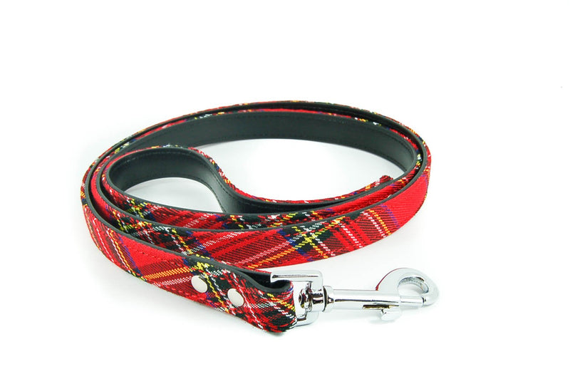 Pet Palace SALE Tartan Plaid fabric Dog Lead for dogs proud of their heritage (RED) red - PawsPlanet Australia