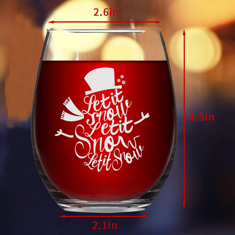 Set of 2 Let It Snow Christmas Wine Glass Set, Novelty Snowman Stemless Wine Glass, Perfect Party Decoration Unique Christmas New Year Holiday Gifts for Family Friends Wine Lover Women Men 15 Oz Transparent - PawsPlanet Australia