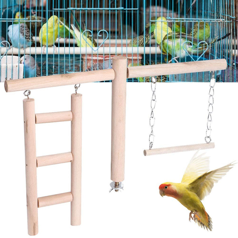 Tnfeeon Parrot Hanging Toy, Natural Wood Bird Parrot Swing Chewing Toys Bird Climbing Hanging Toy Hanging Ladder Stand Decoration for A Wide Variety of Parrots and Birds - PawsPlanet Australia