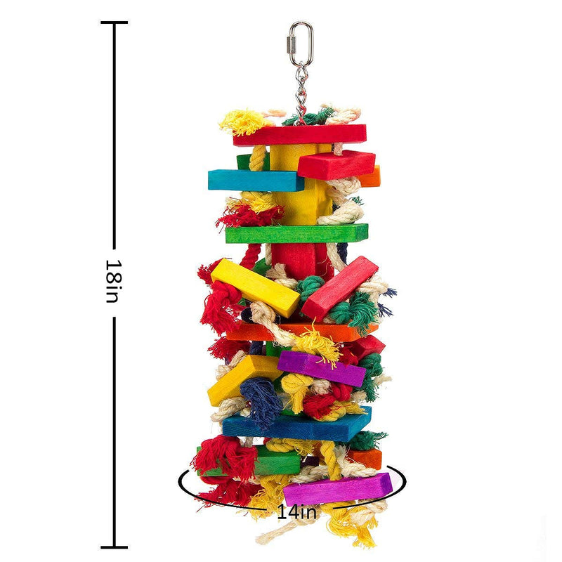 MEWTOGO Bird Block Toys with Bells for Medium Parrots and Birds Like Amazon,African Grey and Cockatoos multi color-Extra Large - PawsPlanet Australia