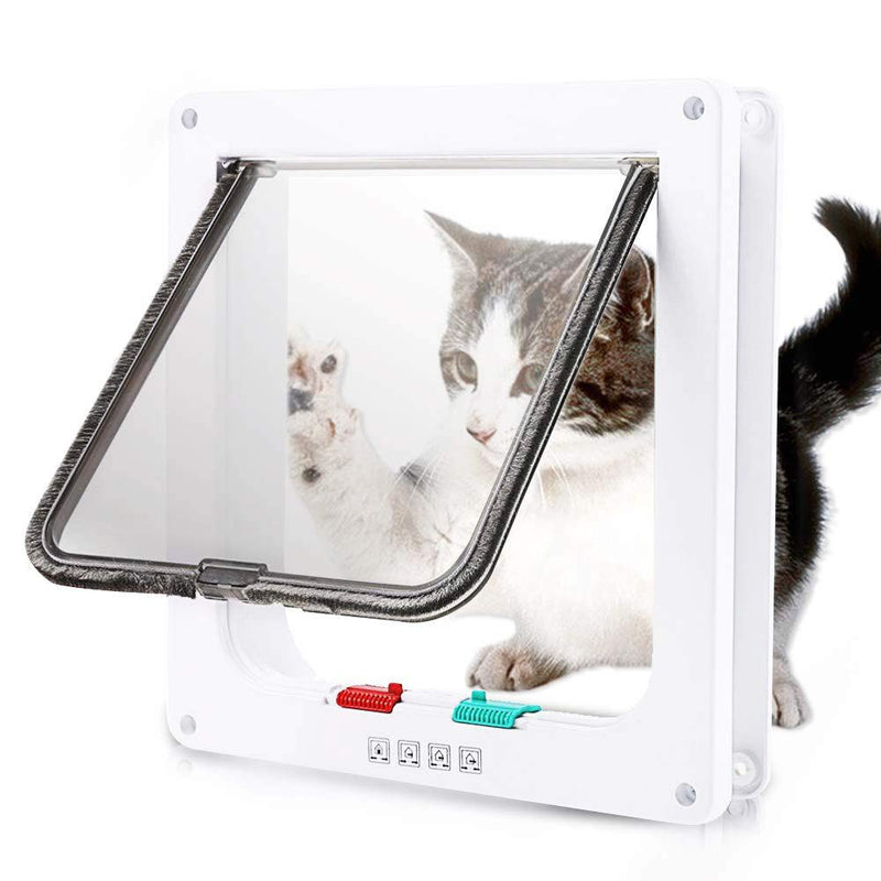 Cat Door for Curtains, Pet Doors for Dogs and Cats, Cat Door with Passage (18 x 19 x 5.5 cm, White) - PawsPlanet Australia
