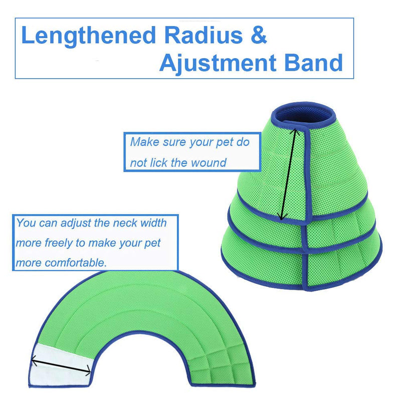 HanryDong Dog Breathable Mesh Recovery Elizabethan Collar, Cat Soft Comfy Adjustable E-Collar, Double Side Blue Green Quicker Healing Pet Cone, Soft Edges,Anti-Bite/Lick for Cat, Dog, Rabbit. Size 4 Size4 (11.02-12.20in,for cats and small dogs) - PawsPlanet Australia
