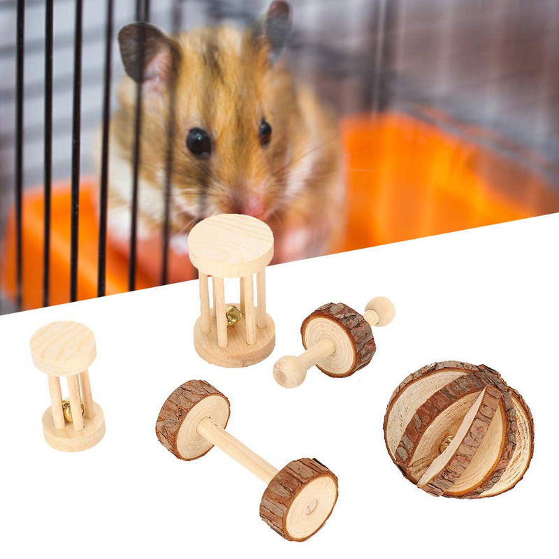 5Pcs/Set Hamster Wood Ball Hamster Wooden Safety Playing Toy Wooden Hamster Chew Toys For Chinchillas Rabbit Guinea Pig - PawsPlanet Australia