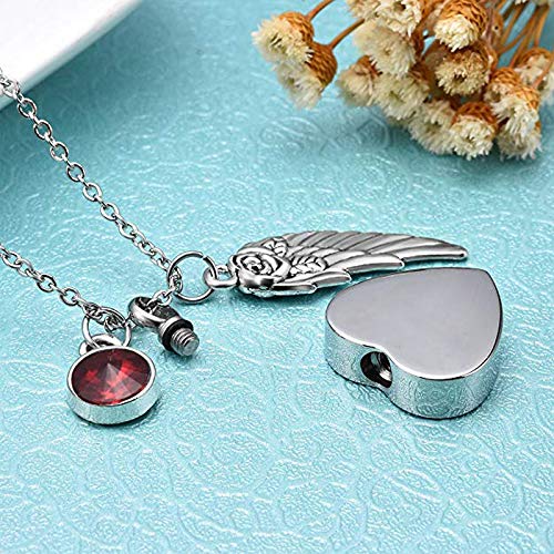 misyou Charms Urn Necklace for Ashes Dog Paw Prints Heart Necklace Stainless Steel Birthstone Keepsake Memorial Pet Cremation Jewelry July - PawsPlanet Australia