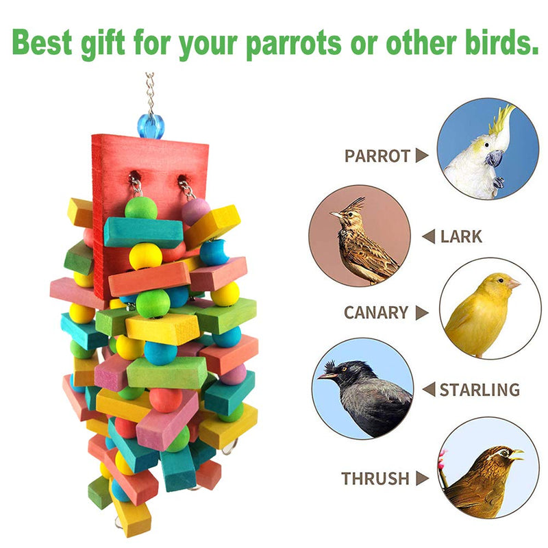 [Australia] - Coppthinktu Parrot Toys for Large Birds Hanging Bird Toys African Grey Parrot Toys Bird Block Knots Tearing Toy Natural Wooden Parrot Chewing Toy for Medium and Large Parrots and Birds Parrot Toy Wood 