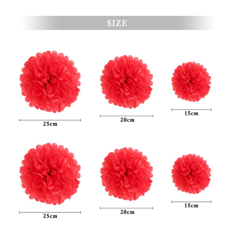 Bining Paper Pom Poms Hanging Paper Flower Ball Wedding Party Celebrations Decorations Outdoor Decoration Flowers Craft for Party Birthday party (deep purple 6pcs) (BIN06-red) BIN06-red - PawsPlanet Australia