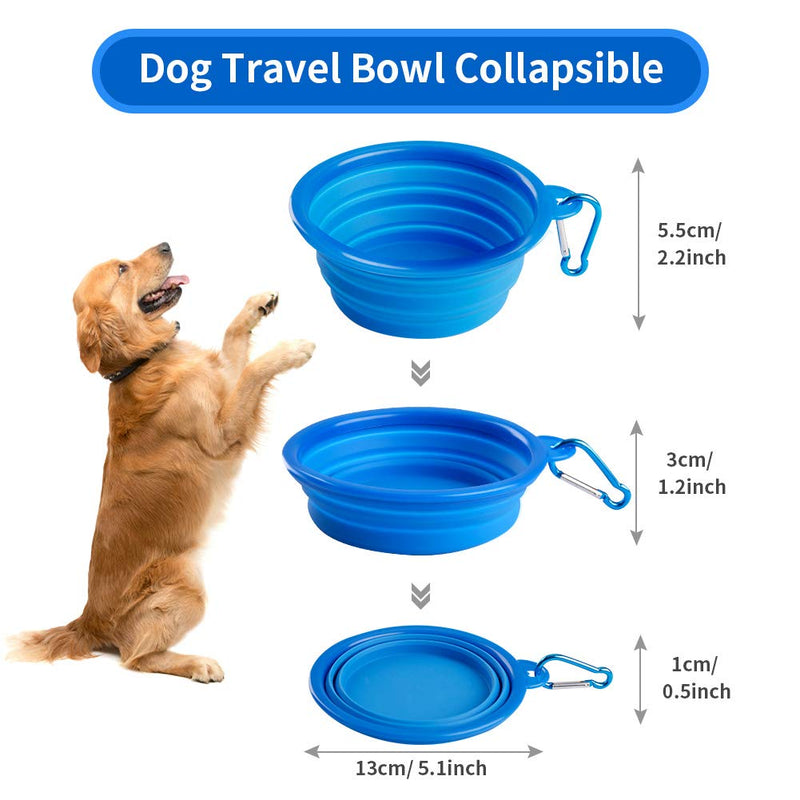 Pet Room Dog Bowls Collapsible Portable 2-Pack Travel Dogs Travel Water Bowl Silicone BPA Free Food Bowls Foldable Expandable Puppy Dog Cat Pet Bowl with Bonus Carabiners (1 Blue/1 Green, Small Breed) Blue/Green - 350ml (Small Breed) - PawsPlanet Australia