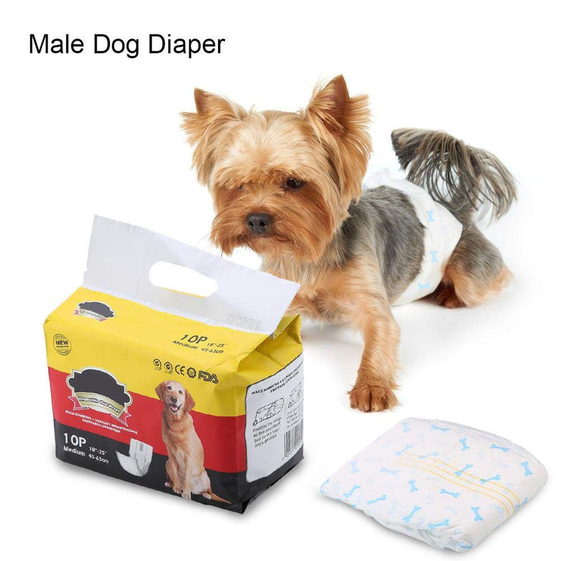 Pssopp Disposable Dog Nappies Male Dog Diapers Wrap Super Absorbent Soft Pet Diapers Puppy Training Diapers (M) M - PawsPlanet Australia