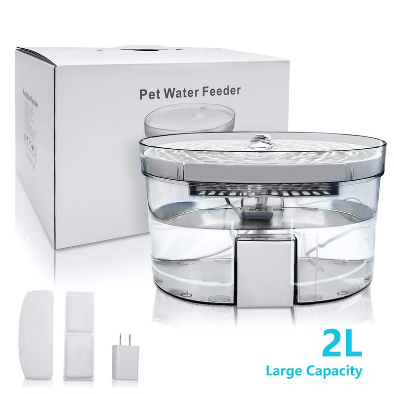 XRDZYXGS Pet Water Dispenser, Cat Water Fountain with 2L Large Capacity Transparent Water Tank, Automatic Water Feeder with Carbon Filtration for Dogs, USB Powered Ultra-Quite Pet Water Bowl - PawsPlanet Australia