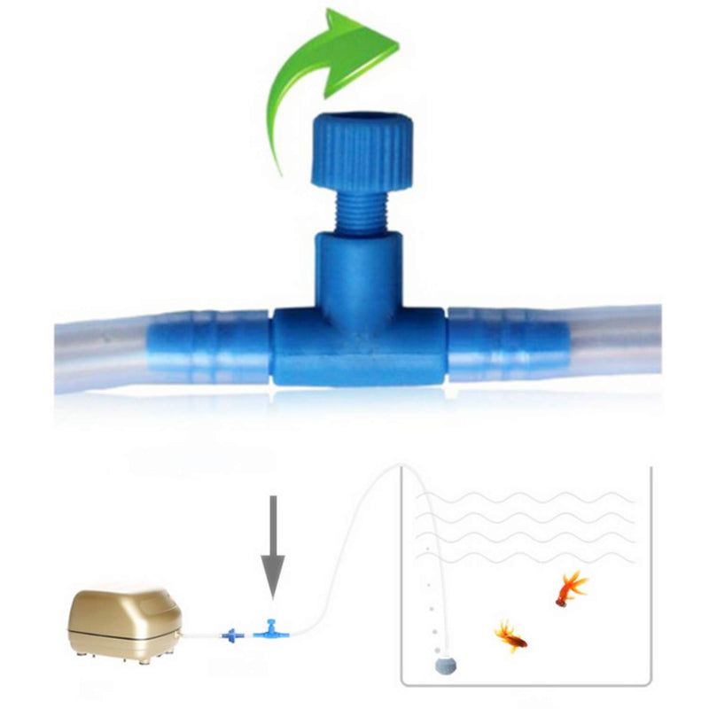 [Australia] - XMHF T Shaped Aquarium 2 Way Air Pump Control Valves for Fish Tank Blue Plastic 10-Pcs 