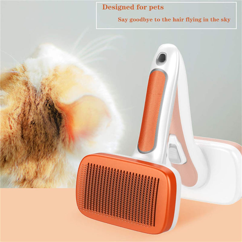 Inbell Retractable Brush, One-Button Dehairing Comb, Hair Removal Comb, Pet Brush, Automatic Depilation Comb, Sticking Needle Comb Orange - PawsPlanet Australia