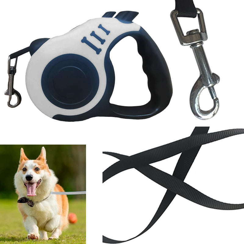 GNAUMORE Telescopic dog leash, retractable dog pull rope, dog retractable leash, large dogs, 3 m, dog leash, retractable dog leash for small dogs, retractable dog leash with non-slip handle, white 1 piece - PawsPlanet Australia