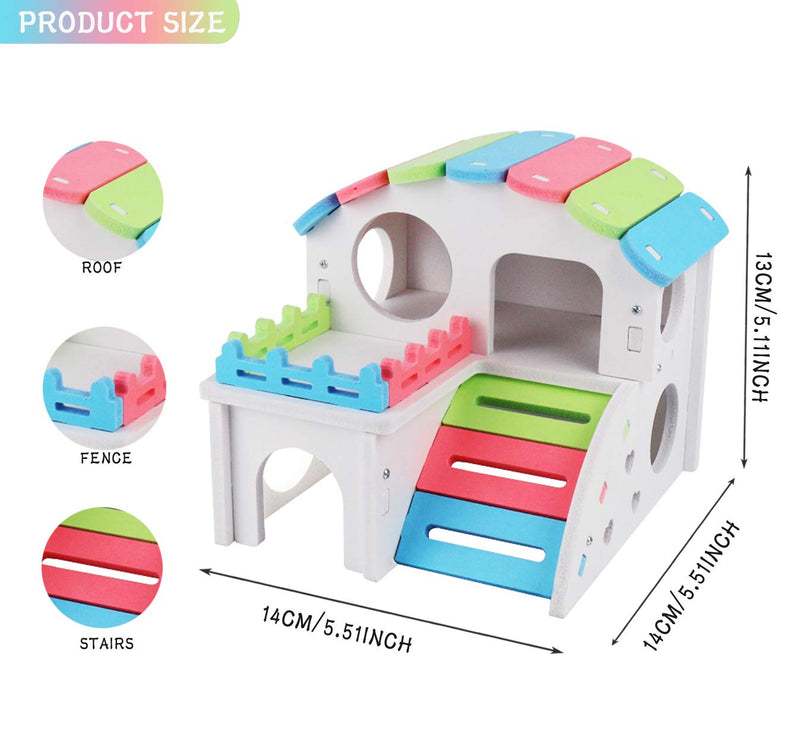 QIMMU Wooden Hamster House,Hamster Hideout House,Small Animal Hideout,Hamster Villa with Hamster Ladder,for Small Animals B - PawsPlanet Australia