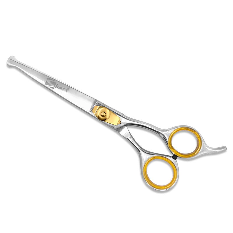 Sharf Dog Grooming Scissors, Gold Touch 6.5 Inch Curved Sharp Professional Pet Grooming Shear with Safety Round Tip, Ball Point for Safe and Easy Use Even for Nose, Ear and Face - PawsPlanet Australia