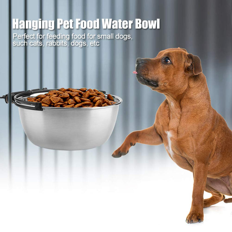 Dog Food Water Bowl Feeder - Stainless Steel Hanging Food Water Bowl Feeder for Medium Cat Pet Dog Puppy Crate Cage(L) - PawsPlanet Australia