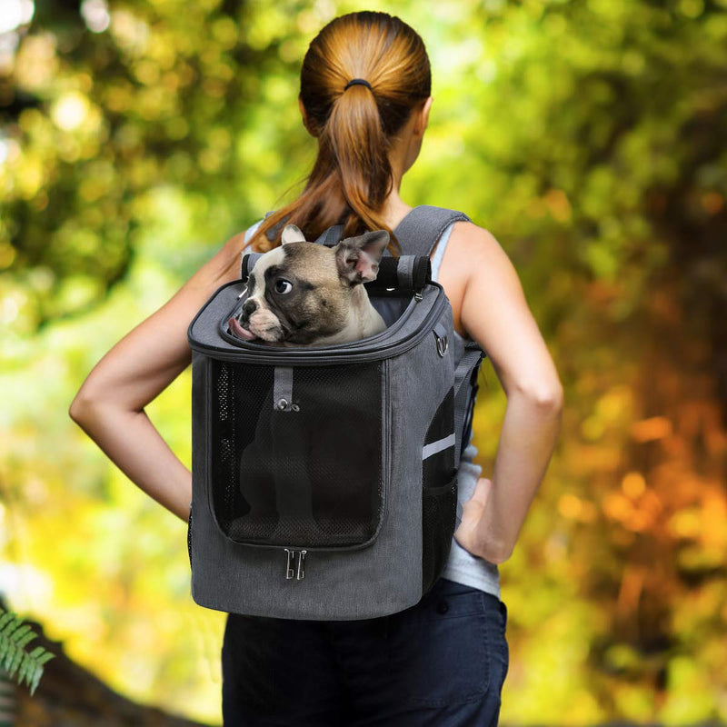 ENNEFU Comfortable Dog Cat Carrier Backpack Puppy Pet Front Pack with Breathable Head Out Design and Padded Shoulder for Hiking Outdoor Travel grey1 - PawsPlanet Australia