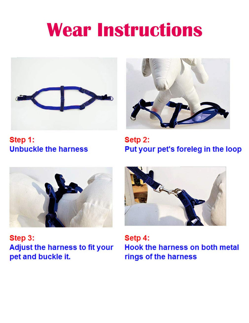 [Australia] - Hamour Dogs Leash Harness Adjustable Collar Set Denim Pet Lead Vest Small Medium Large for Walking Training L(20.6"-28.5"chest) Blue Denim(3 in 1) 