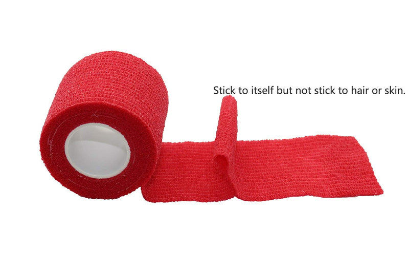 Fuluning, tape bandage, self-adhesive tape, strong sports tape for wrist (5cm12Rolls, Red) - PawsPlanet Australia