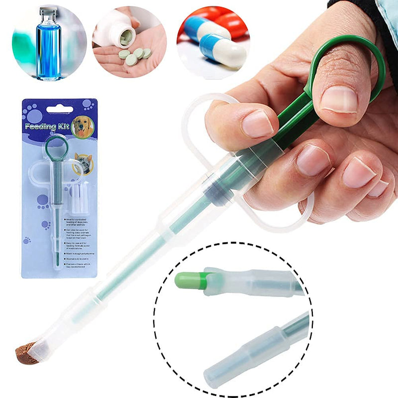 IBLUELOVER Dog Cat Medicine Syringe Pet Medicine Feeding Dispenser Tablet Feeding Tool Pill Capsule Injection Pusher Feeder Liquid Dispensing Injector for Dogs Cats Baby Animals Green - PawsPlanet Australia