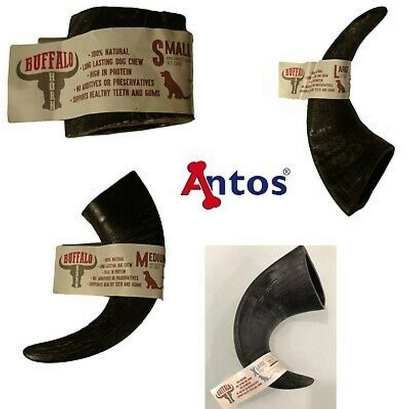 Antos Buffalo Horn Dog Chew Toy M (Pack of 1) Black - PawsPlanet Australia