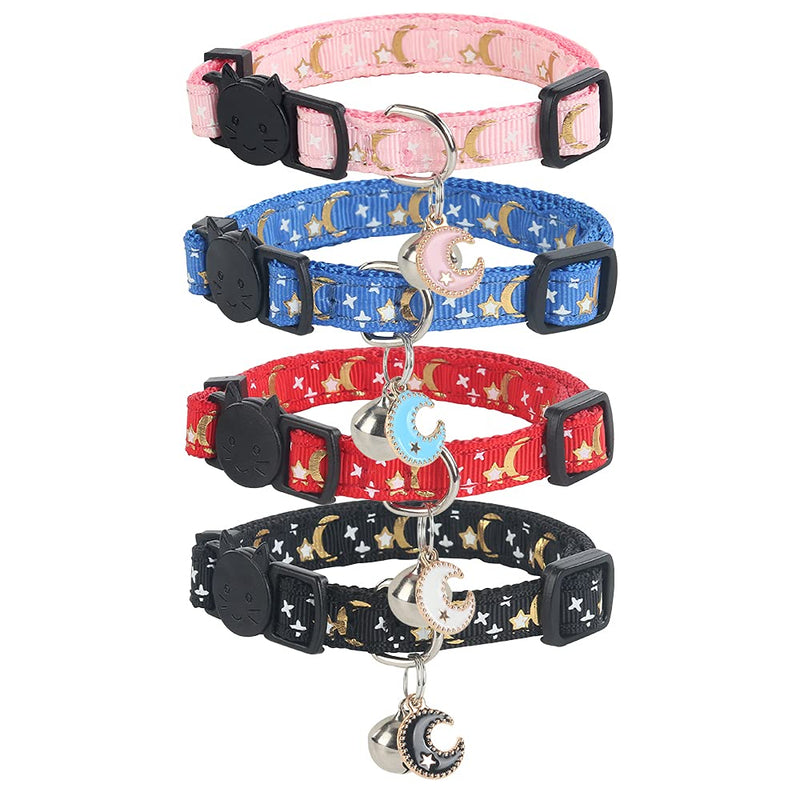 Yizepet Breakaway Cat Collar with Bell, 4 Pack Safety Adjustable Cat Collars Set - PawsPlanet Australia