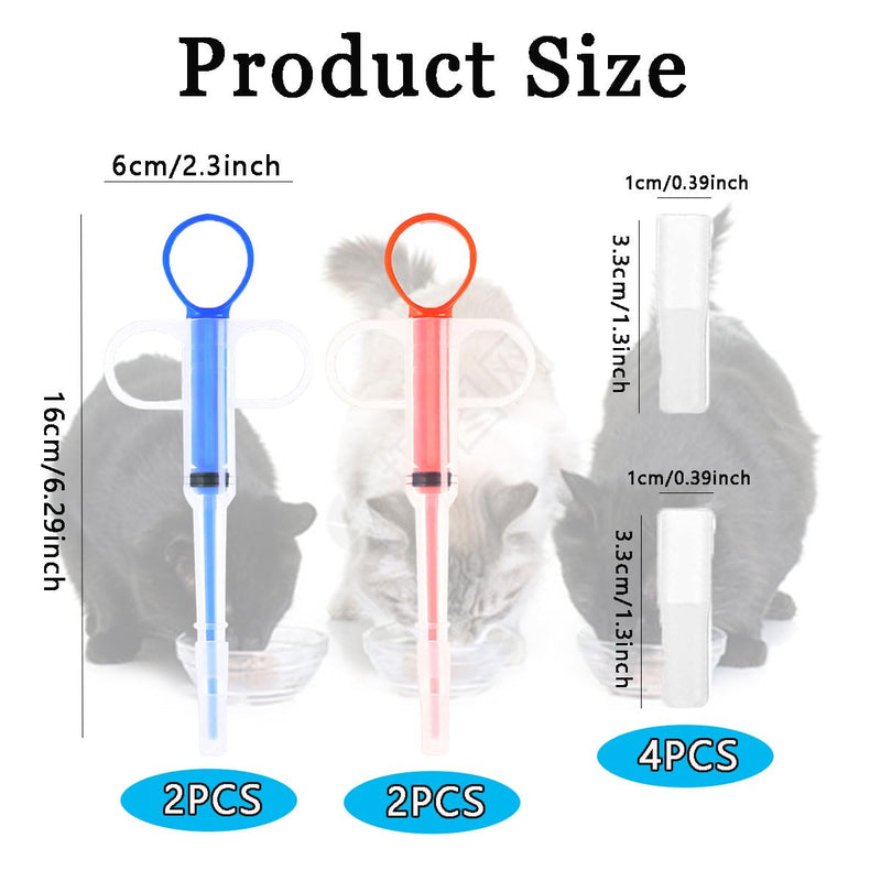 Pack of 4 Dog Tablet Syringe, Pet Medicine Dispenser, Medicine Feeder, Pet Dog Cat Push Dispenser, Reusable Tablet Feeding Tool, for Cats Dogs (Red, Blue) - PawsPlanet Australia
