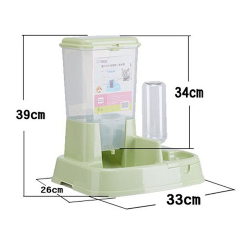 [Australia] - UHeng Pet Dog Cat Automatic Pet Feeder Drinker Dispenser Food Auto Water Bowl for Medium Small Puppy Kitten, 1.5kg Pet Food Capacity Green 