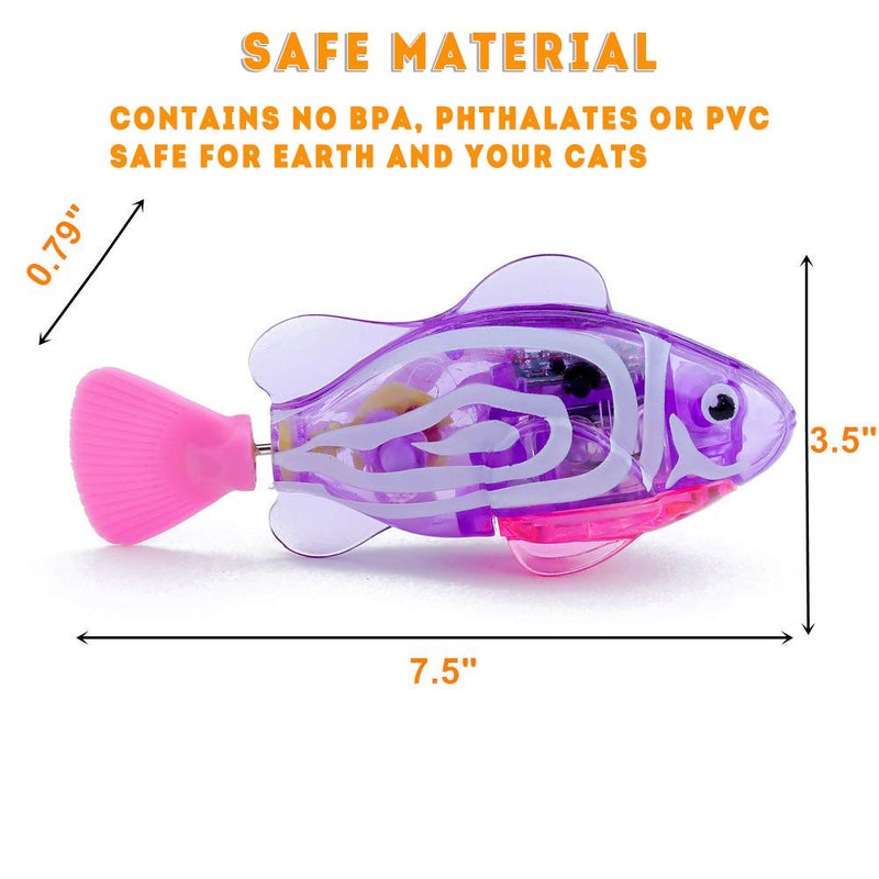 Swimming Robot Fish for Cats, Interactive Cat Fish Toys Fish Tank Toy with LED Light Cat Toy Dog Toy Swimming Bath Plastic Fish Toy, Cat Exercise to Stimulate Your Pet's Hunter Instincts ( 4 PCS ) - PawsPlanet Australia