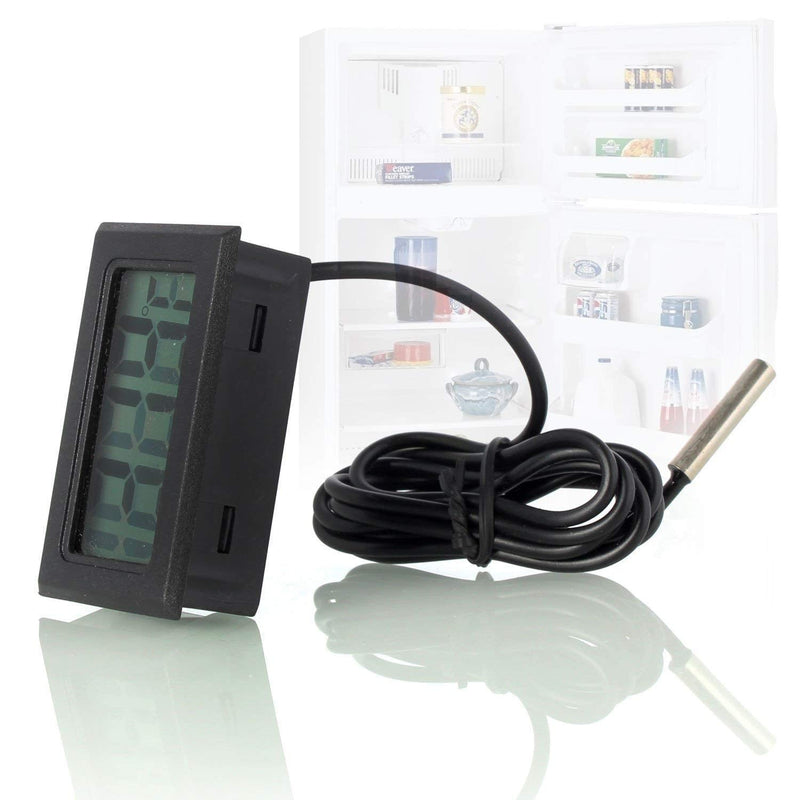 WINGONEER 3Pcs Digital LCD Thermometer Temperature Monitor with External Probe For Fridge Freezer Refrigerator Aquarium -Black - PawsPlanet Australia
