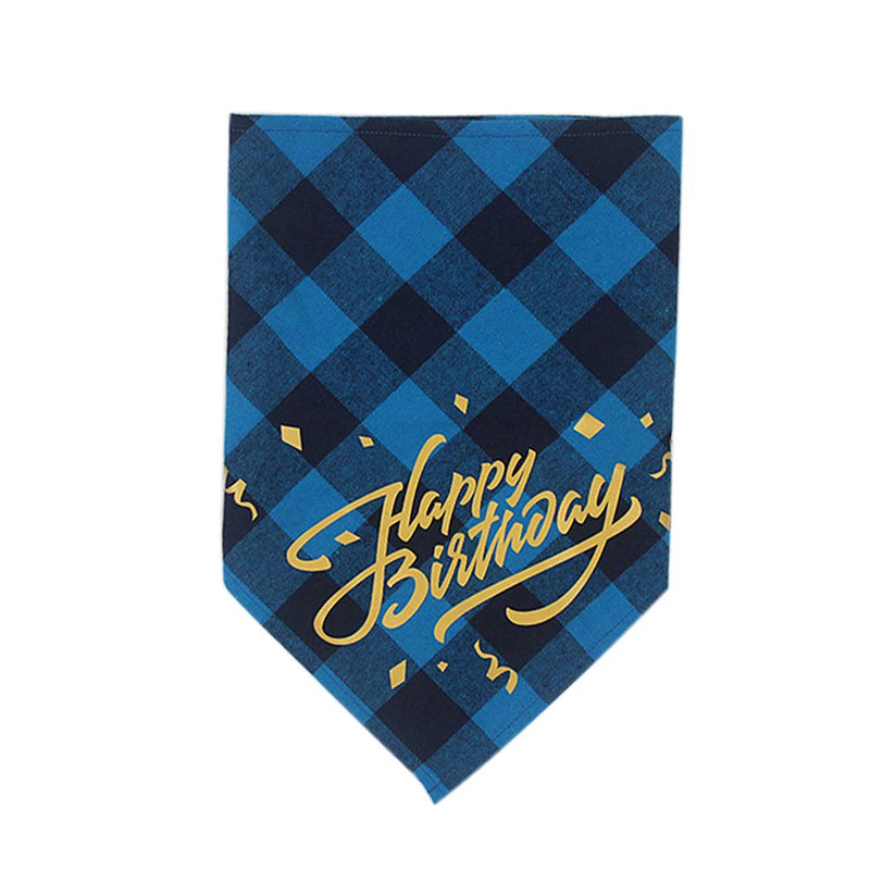 [Australia] - PUPTECK Dog Birthday Plaid Bandana with Cute Party Hat - Fashion Pet Birthday Outfit Accessories Party Supplies for Doggies Cats, Blue 