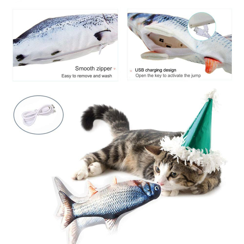 Catnip Fish Toys for Cats,Simulation Plush Electric Dancing Fish Shape Toy Doll,Feather Wand Cat Toy and Pillow Scratch Pet Catnip Teeth Grinding Chew Toy Supplies for Cat/Kitty/Kitten Flopping Fish - PawsPlanet Australia