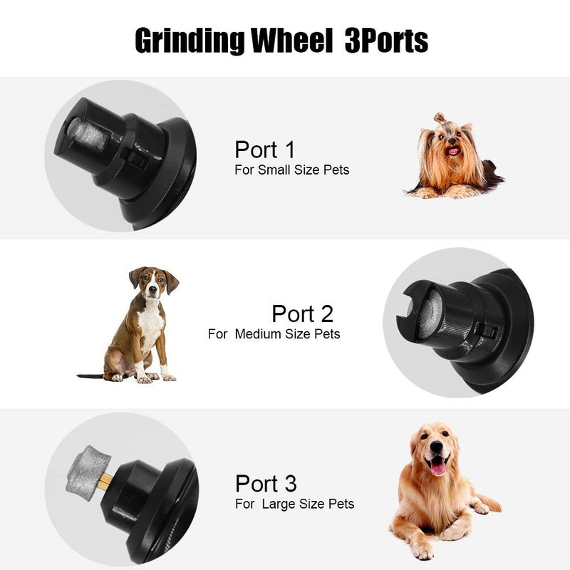 [Australia] - BLANDSTRS Dog Nail Grinder for Large Dogs Rechargeable Professional Dog Nail Trimmers with 3 Ports Electric Pet Nail Grinders for Small Medium Dogs & Cats - Low Noise & Painless 