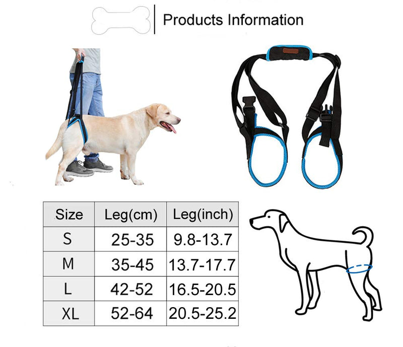 Rantow Adjustable Pet Dogs Lift Support Harness Breathable Mesh Padded Sling Straps Canine Support Rehabilitation for Injuries Arthritis Weak hind Legs & Joints, Blue - PawsPlanet Australia