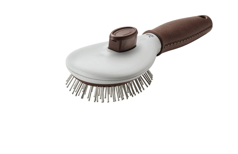 HUNTER SPA self-cleaning grooming brush for dogs, 22.5 x 8.0 cm, L, gray / brown - PawsPlanet Australia