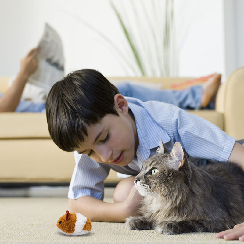 Nobleza Cat Toy Pull String Mouse Vibrating Movable Interactive Toy Vibrating Mouse Realistic Moving Mouse Toy Brown and Gray 2 Pack - PawsPlanet Australia