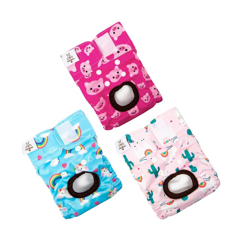 CuteBone Reusable Dog Diapers, Pack of 3 Hygienic Dog Diapers, Highly Absorbent, Machine Washable & Environmentally Friendly D31M-DE 2#Pig&Sheep&Unicorn M (41-53cm) - PawsPlanet Australia