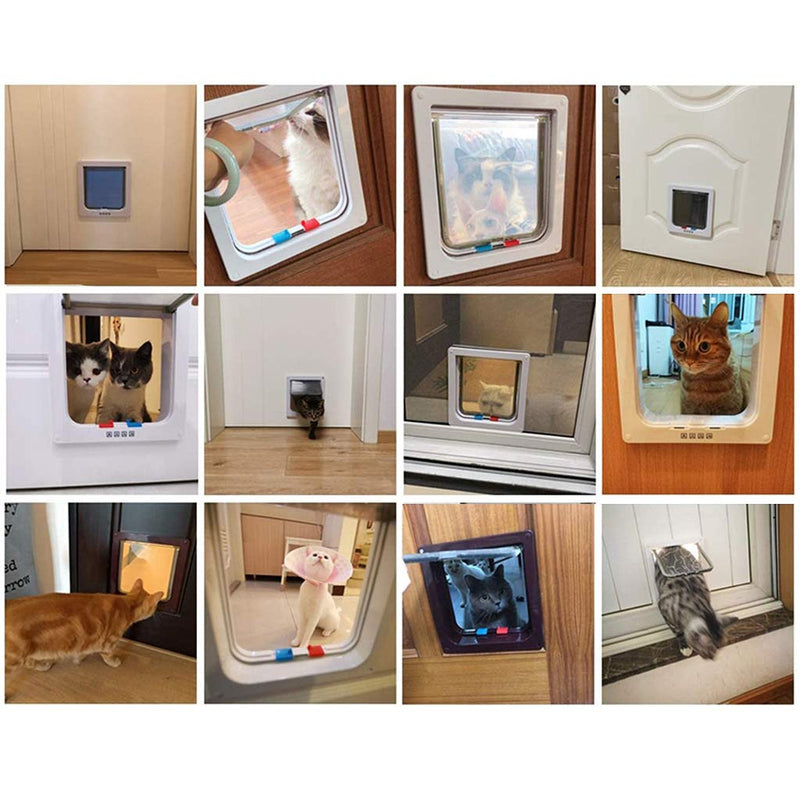 Ronghome Large Cat Door, 4 Way Locking Cat Flap Door for Interior Exterior Doors Weatherproof Pet Doors Compatible with Cats and Small Dog- Suitable for Window & Wall (M/40CM) M/40CM - PawsPlanet Australia