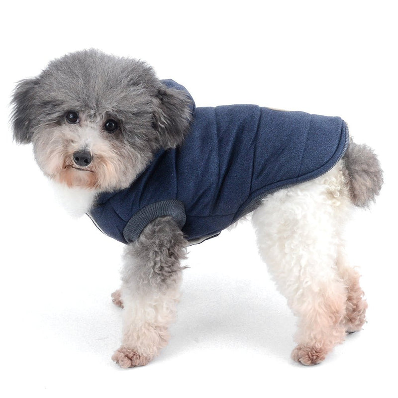 [Australia] - Ranphy Winter Padded Dog Vest Coat Hoodies Cat Puppy Cold Weather Coats Jacket for Small Dog Under 20lbs (Size Runs Small One to Two Size Than US Size) S (Chest:12.5";Back:8.0") Blue 