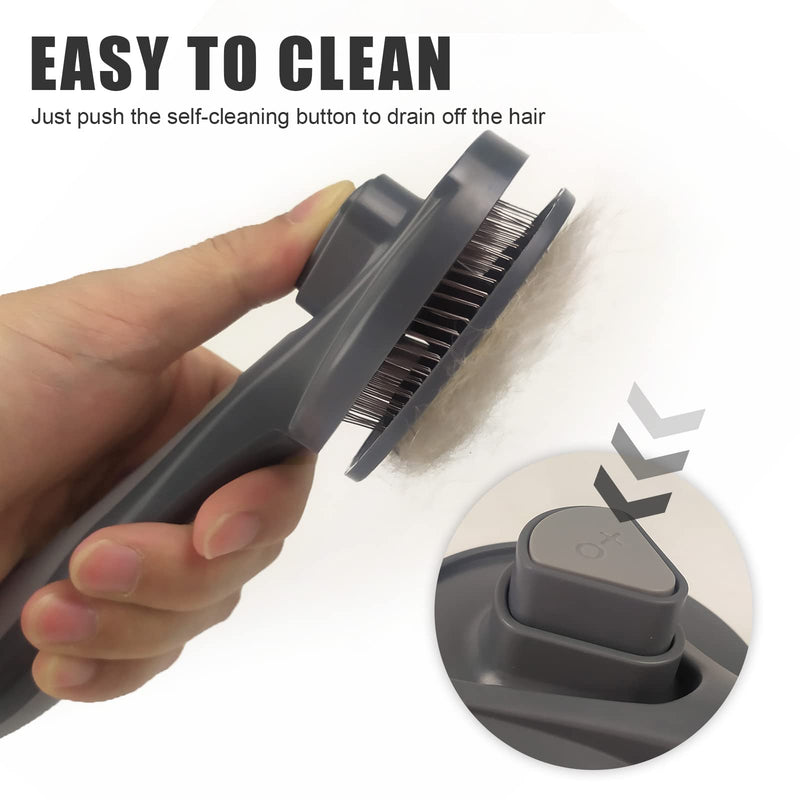 PETDOM Cat Brush Self Cleaning - Slicker Brush for Gently Removes Dead Undercoat and Loose Hair - Pet Grooming Comb Suitable for Short Medium Haired Dogs Cats - PawsPlanet Australia