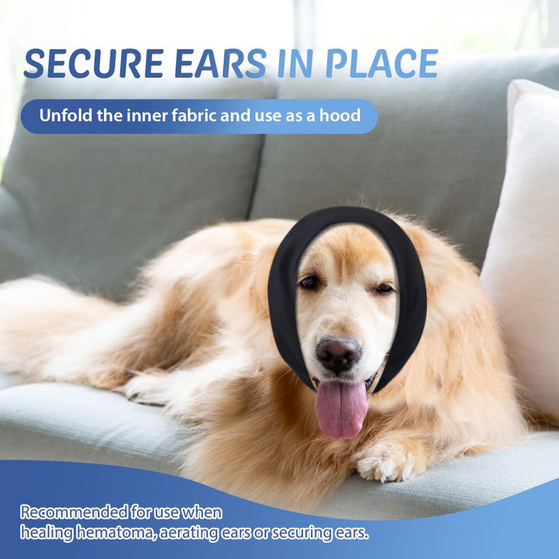 COMFPET No Flap Earmuffs for Dogs, Dog Muzzle for Ear Hematoma, Earmuffs for Pets, Ear Protection for Cats and Dogs, Ear Care, S(Black) Black - PawsPlanet Australia