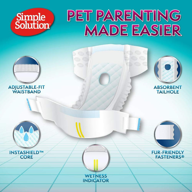 [Australia] - Simple Solution Disposable Dog Diapers for Female Dogs | Super Absorbent Leak-Proof Fit | Females In Heat, Excitable Urination, Incontinence, or Puppy Training L/XL 30 Count 