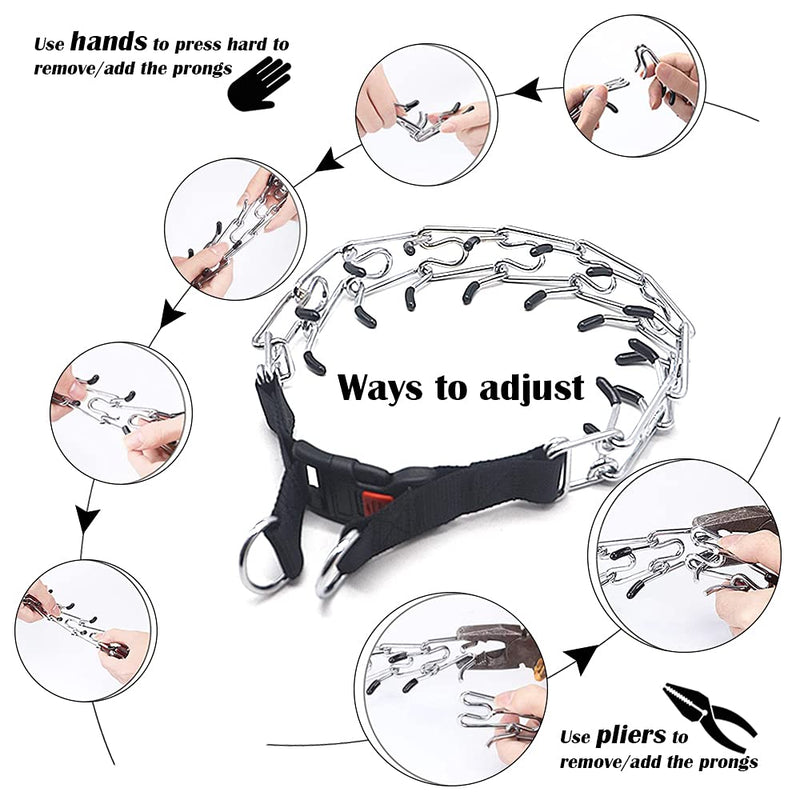 Wellbro Dog Prong Training Collar, Stainless Steel Choke Pinch Dog Collar with Comfort Tips (M（3.0mm,16in）) M（3.0mm,16in） - PawsPlanet Australia