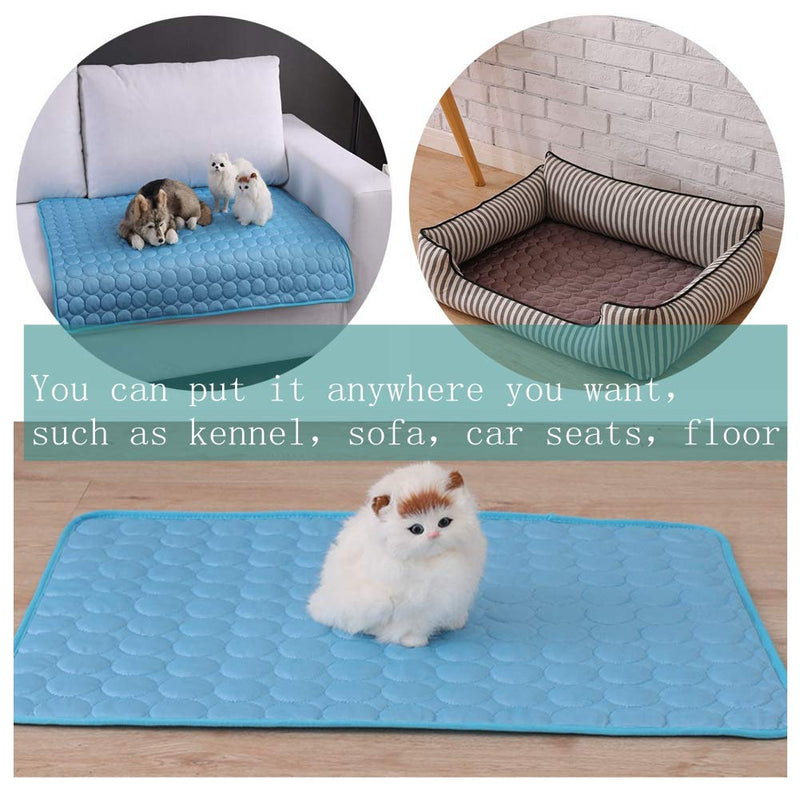 Pet Cooling Pad Extra Large Dog Summer Sleeping Mat Pet Cats Cooling Blanket Sleep Cushion Pet Supplies Keep Pets Cool Comfort for Cats and Dogs for Kennel Sofa Bed Floor Travel Car Seats S - 20"x16" Blue - PawsPlanet Australia