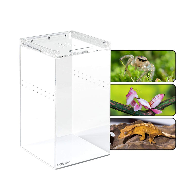 REPTI ZOO Magnetic Acrylic Case, 6x6x9 Inch Enclosure Reptile Breeding Box Terrarium Cage Tank for Tarantula Scorpion Sling Isopods Lizards Roach Invertebrates Insect Mantis - PawsPlanet Australia