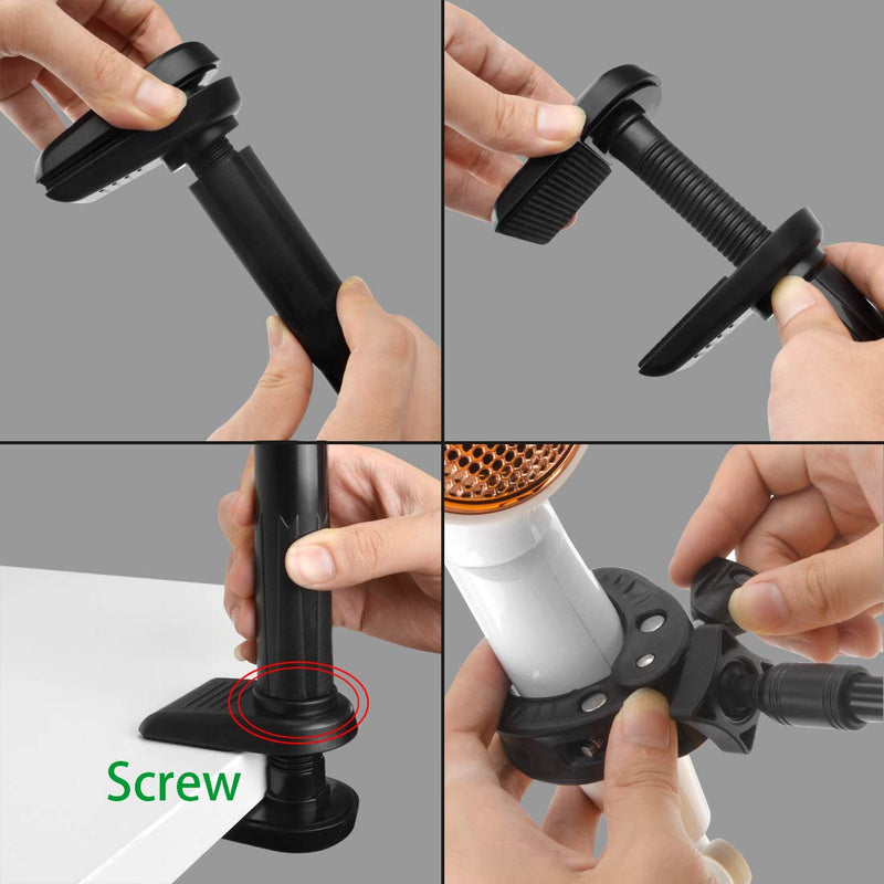 Dog Pet Grooming Table Hair Dryer Stand Holder Hands, Adjustable Flexible Third Arm Hose Tube Holder with Clamp (Black) Black - PawsPlanet Australia