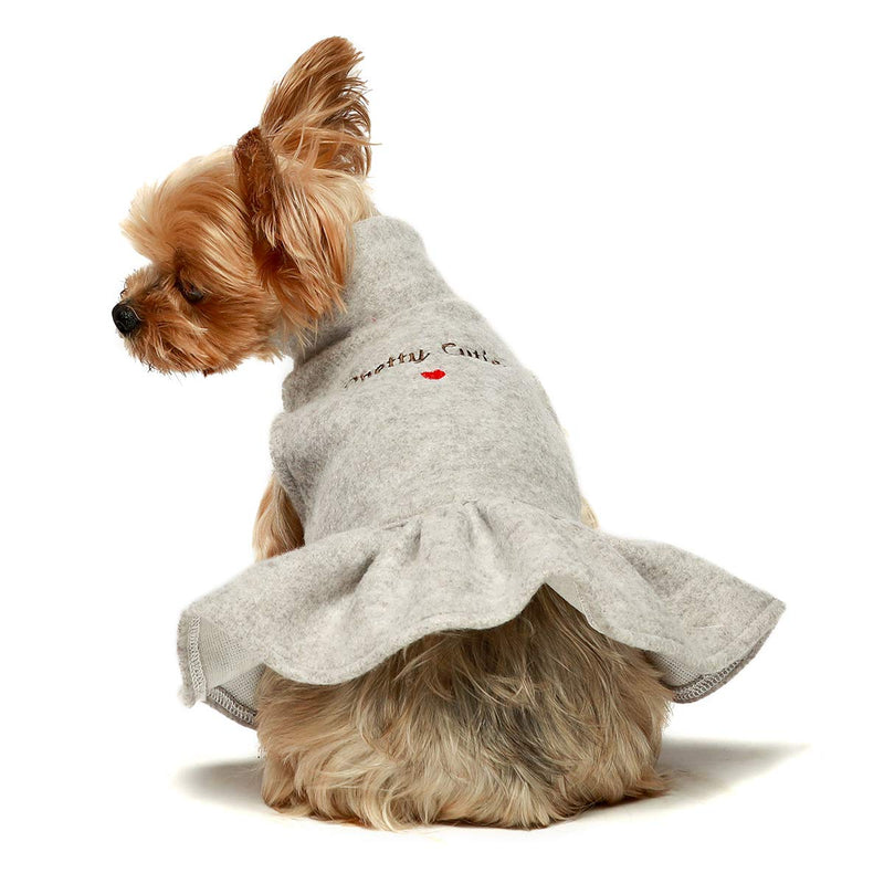 [Australia] - Fitwarm Embroidery Thermal Pet Clothes for Dog Dresses Winter Coat Cat Sweatshirts Puppy Outfits Grey L 