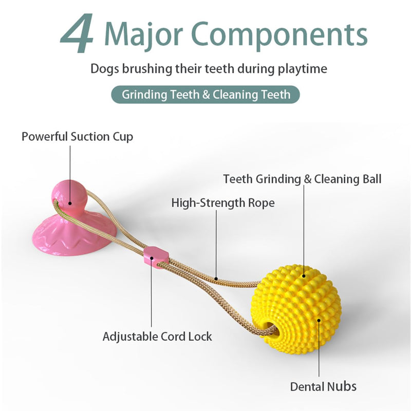 Corn Ball Chew Toys for Aggressive chewers, Interactive Suction Cup Dog Tug of War Toys, Teething Rope Toys for Puppy Boredom, Enrichment Teeth Cleaning for Medium Large Dogs (Pink) Pink - PawsPlanet Australia