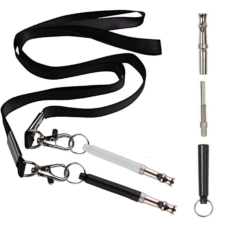 kissral 3Pcs Dog Whistle, Adjustable Professional Pitch Ultrasonic Dog Training Whistle with Lanyard for Dog Recall and Barking Control Black - PawsPlanet Australia